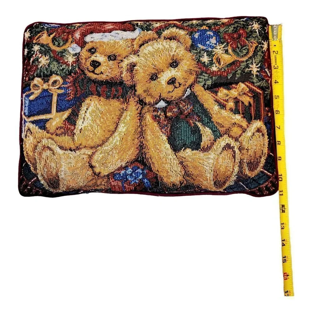 Teddy Bears‎ Santa Needlepoint Christmas Pillow Teddy Bear With Presents 16